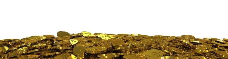 許多金幣硬幣。3D渲染