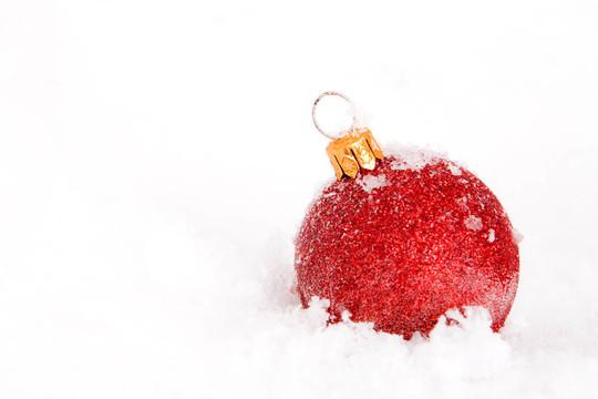 藍(lán)色和紅色的金色圣誕雪球