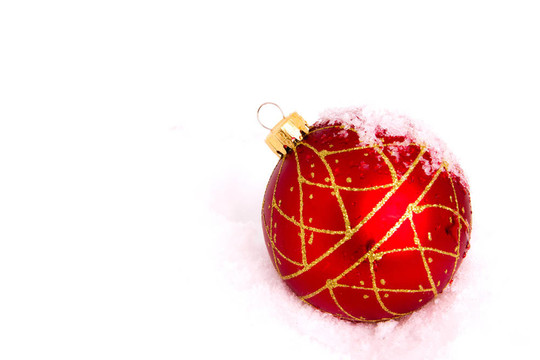 藍色和紅色的金色圣誕雪球