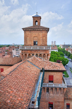 埃斯騰斯城堡。Ferrara。Emilia Romagna。意大利.