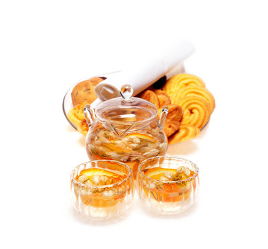 花卉茶具和糕點(diǎn)品種超過(guò)白色
