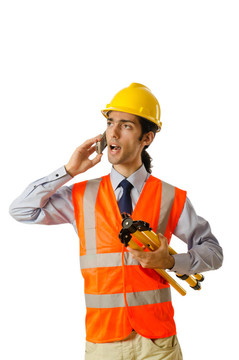 帶帽的年輕建筑工人