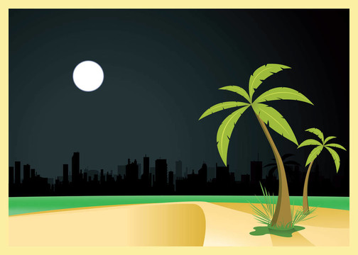 城市海灘夜間