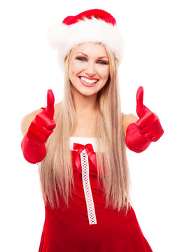 女人打扮成Santa