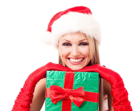 女人打扮成Santa