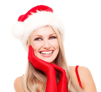 女人打扮成Santa