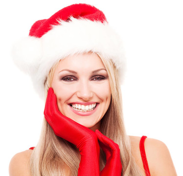 女人打扮成Santa
