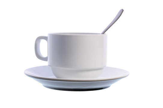 帶勺子的咖啡杯