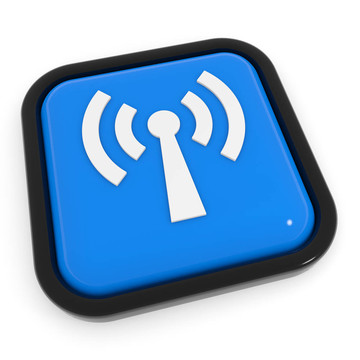 藍(lán)色的按鈕，WIFI天線。