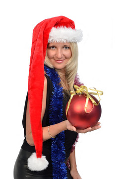 美女與Santa Hat