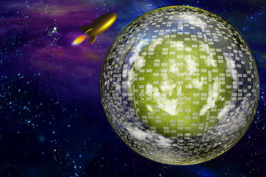 宇宙飛船附近的大型太空船