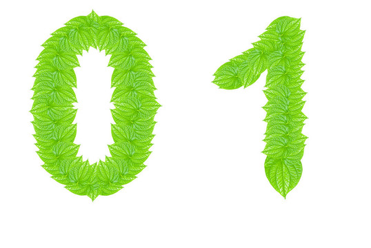 數(shù)字符號(hào)由綠色的樹葉