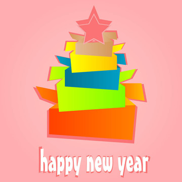 折紙的新年樹。圣誕卡