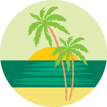 熱帶海灘棕櫚樹。
