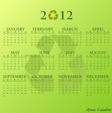 2012綠色的日歷