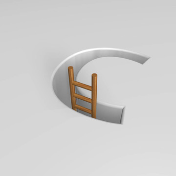 字母C和梯子