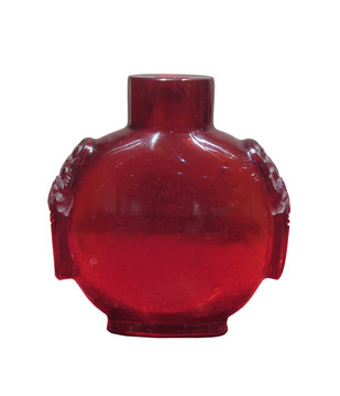 清 酒紅玻璃鼻煙壺