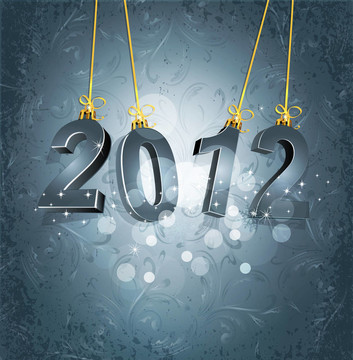 新年背景上的數(shù)字2012灰色；豪華；老式背景
