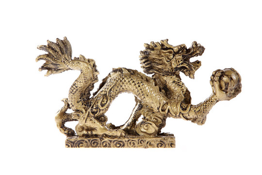 在白色背景的龍的雕像；紀(jì)念品
