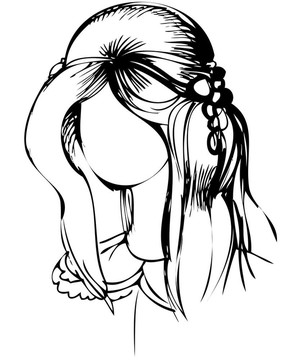 在她的頭發(fā)束的女孩
