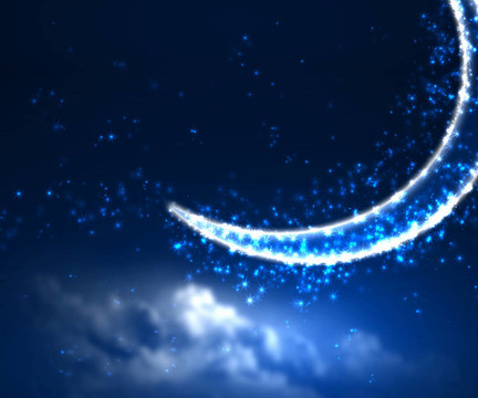 夜空背景與月亮和星星