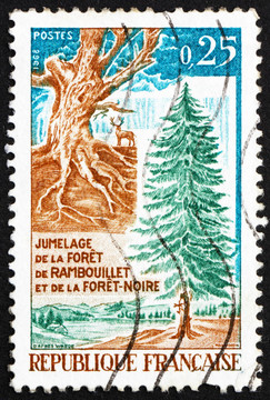 邮票法国1968扭曲的树干和树枝