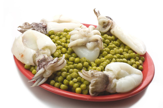 新鮮墨魚豌豆醬