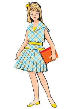 美女與書的素描