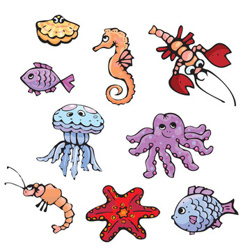 套卡通魚；殼；seahors