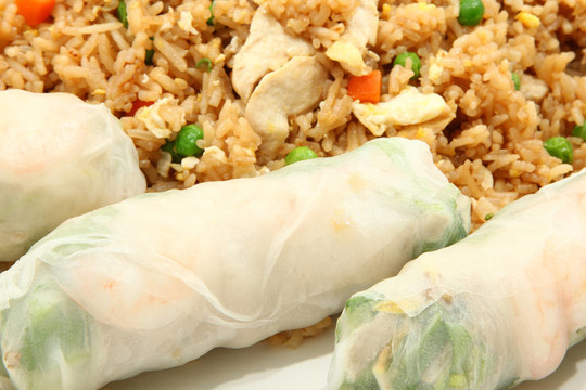蝦春卷和Chicken Fried Rice