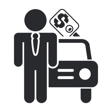 說明單個孤立的汽車銷售圖標(biāo)