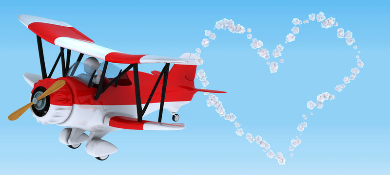在一架雙翼飛機寫滿天空