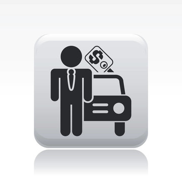 說明單個孤立的汽車銷售圖標(biāo)
