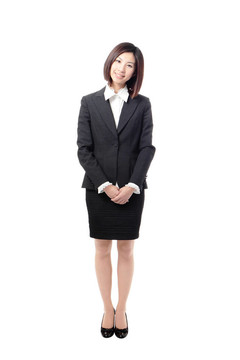 全長商業(yè)女性微笑站