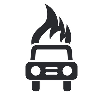 說明單個(gè)孤立汽車燃燒圖標(biāo)