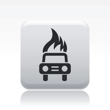 說明單個(gè)孤立燃燒汽車圖標(biāo)