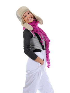 漂亮的女人穿著冬天的衣服
