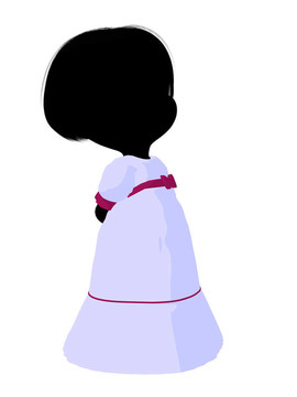 小女孩插畫剪影