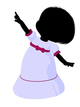 小女孩插畫剪影
