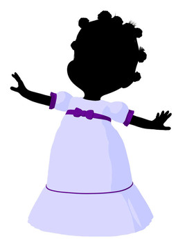 美國黑人小女孩插畫剪影