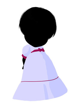 小女孩插畫剪影