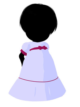 小女孩插畫剪影