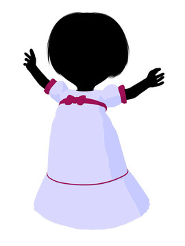 小女孩插畫剪影
