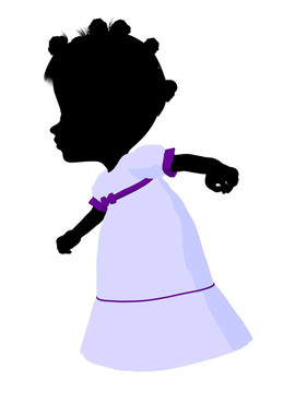 美國黑人小女孩插畫剪影