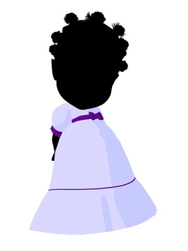 美國黑人小女孩插畫剪影