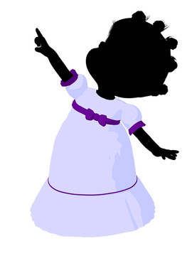 美國(guó)黑人小女孩插畫(huà)剪影