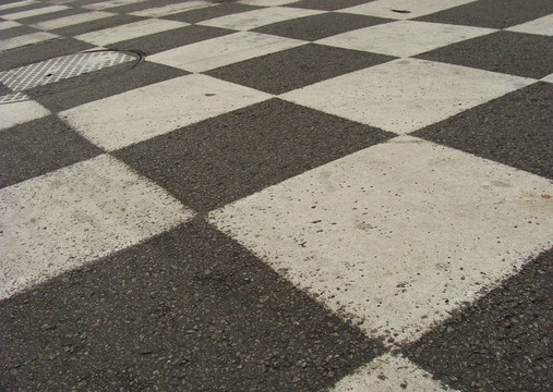 街道道路視圖用黑白格子方格畫