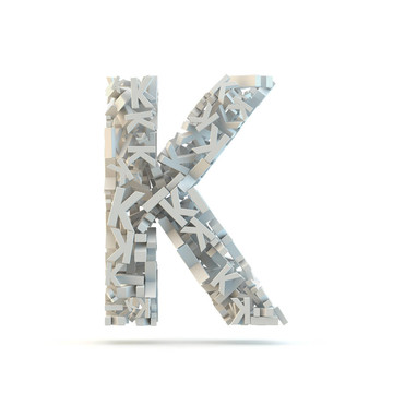 白色大寫(xiě)字母K白色隔離。
