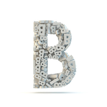 白色大寫字母B白色隔離。