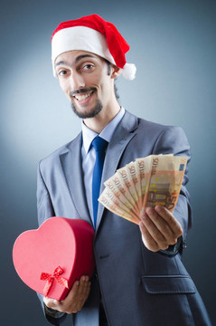 Santa與歐元紙幣